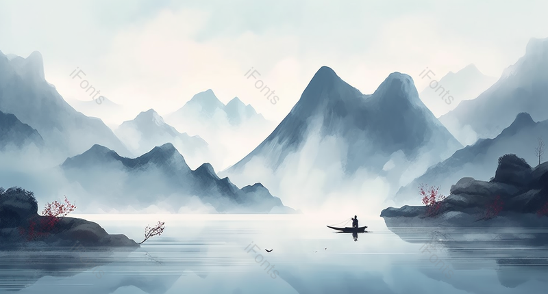 写实意境水墨山水背景图,插画/手绘图,插画/手绘图库,插画/手绘图下载,插画/手绘